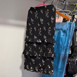 Floral Black Skirt